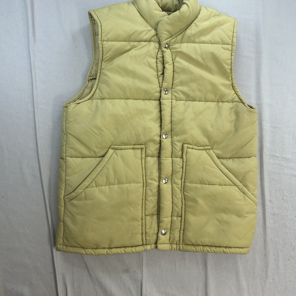 Swingster Vintage Beige Puffer Vest Size Small Snap Button USA MADE